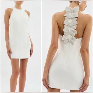 Rebecca Vallance Therese pearl-embellished bow mini dress women, 8 AU (4 US)